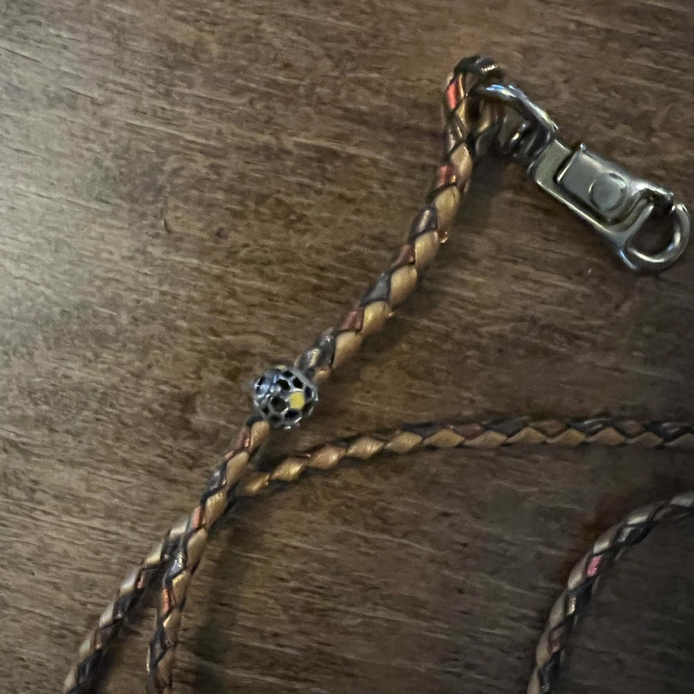 Gold Braided Kangaroo Leather Dog Show Lead - Picture 3 of 7